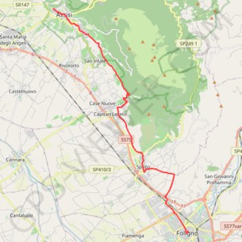 De Foligno à Assise GPS track, route, trail