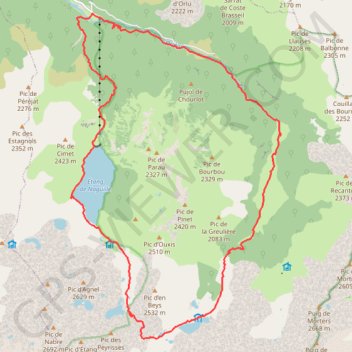 Autour du Pic d'en Beys GPS track, route, trail