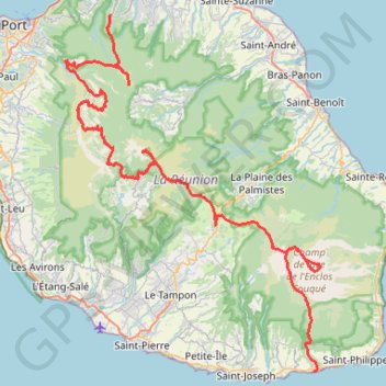 Traversée de l'Île de la Réunion GPS track, route, trail