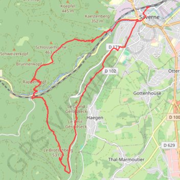GPX Download: Château du Haut-Barr – Château du Haut-Barr boucle au départ de Saverne GPS track, route, trail