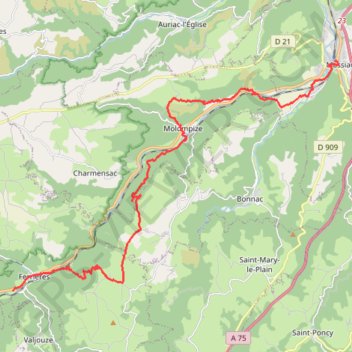 La Via Arverna (Massiac - Ferrières Saint-Mary) GPS track, route, trail