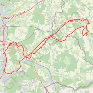 Circuit entre Trévenans et Dannemarie GPS track, route, trail