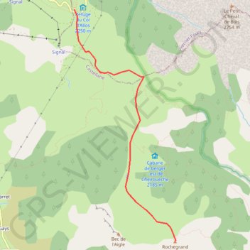 Rochegrand depuis le col d'Allos GPS track, route, trail