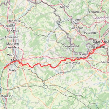 Randonnée de Saarbrücken à Ars-sur-Moselle GPS track, route, trail