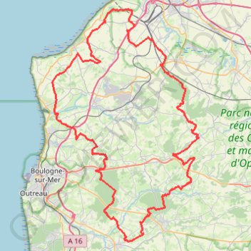 GR120 Tour du Parc Régional Boulonnais (Pas de Calais) GPS track, route, trail