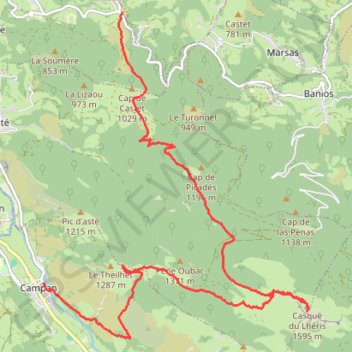 Col des Palomières-Casque du Lhéris -Campan GPS track, route, trail
