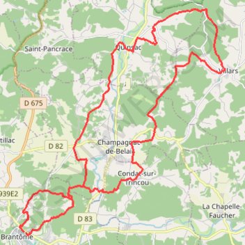 Parcours depuis Brantôme rectifié (35km)-16379248 GPS track, route, trail
