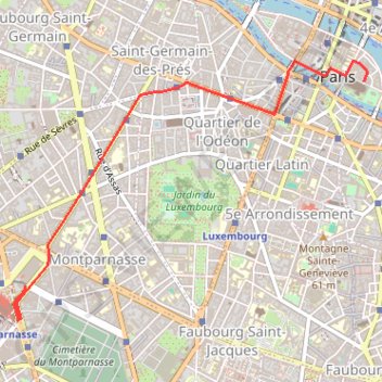 Itinéraire de Tour Montparnasse à Cathédrale Notre-Dame de Paris GPS track, route, trail