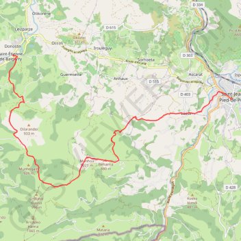 Saint Jean Pied de Port - Saint Etienne de Baigorry GR10 GPS track, route, trail