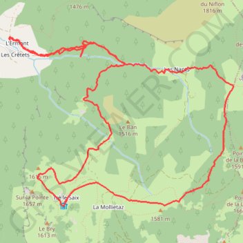 Bellevaux - Les Nants - Tré le Saix - Vallonet - Col de la Balme GPS track, route, trail