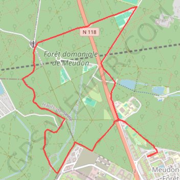 Parcours de footing Meudon GPS track, route, trail