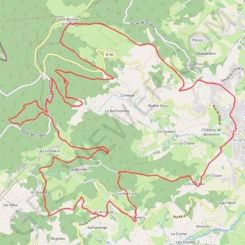 Circuit Vaugneray - la Berlandine - Crêt Chevreau GPS track, route, trail