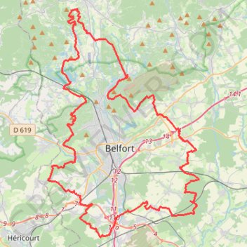 Randonnée des Forts à Belfort GPS track, route, trail