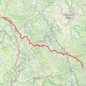 GR4 De Saint Flour (Cantal) à Loubaresse (Ardèche) GPS track, route, trail