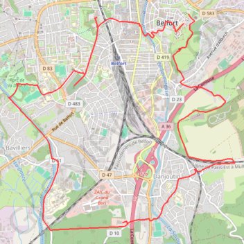 Circuit du siège de Belfort GPS track, route, trail