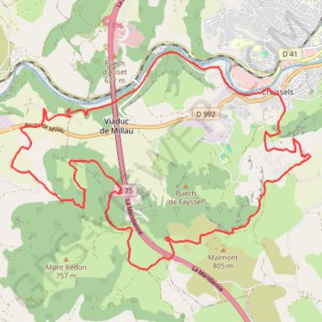 Autour du Viaduc de MILLAU GPS track, route, trail