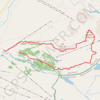 Tuc de Baciver depuis parking Ory (Baqueirat-Beret) GPS track, route, trail