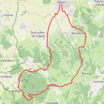 VTT en Toscane d'Auvergne : Classique Sud par la comté GPS track, route, trail