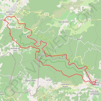 Circuit des gorges de l'Ardèche et GR4 GPS track, route, trail