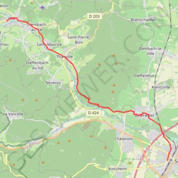 Véloroute de la vallée de Villé GPS track, route, trail
