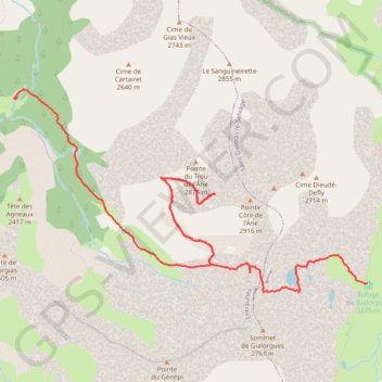 Vallon de la Lombarde - Pointe du Trou de l'Ane (presque) - Col de la roche trouée - Refuge de Gialorgues GPS track, route, trail