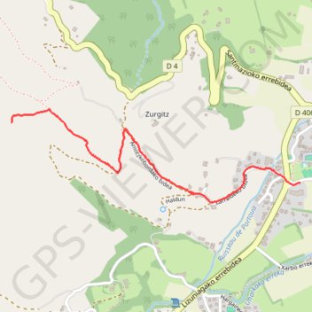 Le menhir de Gaztenbakarre depuis le village de Sare GPS track, route, trail