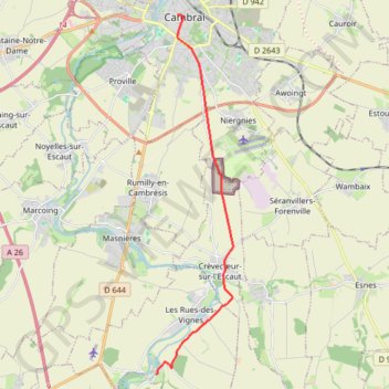Saint-Jacques-en-Boulangrie - Cambrai - Abbaye de Vaucelles GPS track, route, trail
