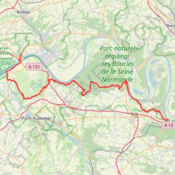GR23 De La Bouille à Tancarville (Seine-Maritime) GPS track, route, trail