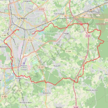 Autour du Mans Sud GPS track, route, trail