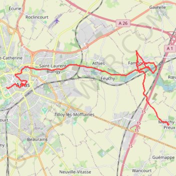 Arras - Monchy-le-Preux GPS track, route, trail