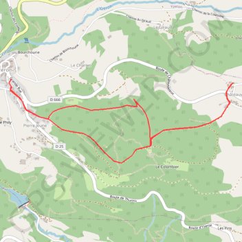 Yzeron - Châteauvieux GPS track, route, trail