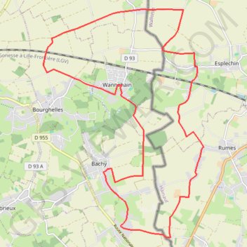 Wannehain Bachy Rumes Esplechin GPS track, route, trail