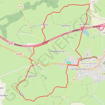 Montmarault 11.1 km GPS track, route, trail