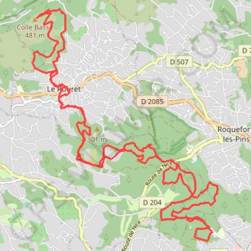 Rando bois d'Opio, Valbonne et le Rouret GPS track, route, trail