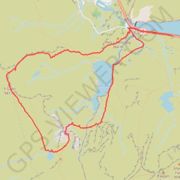 Llyn Ogwyn, Devil's Kitchen and Y Garn circuit GPS track, route, trail