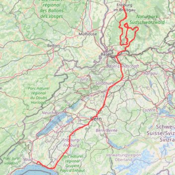 Lausanne - Freiburg D1 GPS track, route, trail
