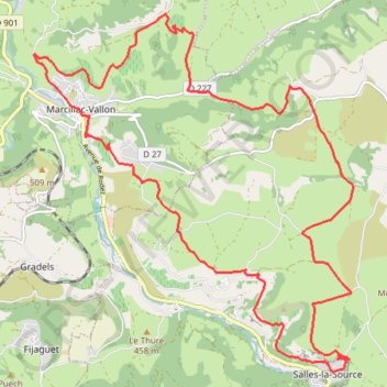 Salle-la-Source - Grand Mas - Marcillac GPS track, route, trail