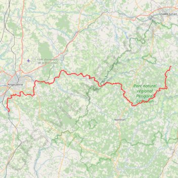 GR4 De Mouthiers-sur-Boëme (Charente) à Champagnac-la-Rivière (Haute-Vienne) GPS track, route, trail