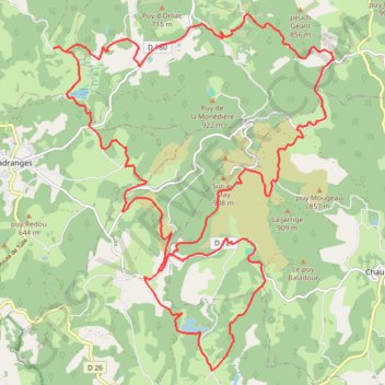 Ganezande Puy des Borderies Le peuch GPS track, route, trail