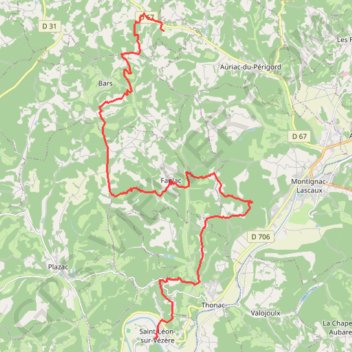 Du Verdoyant à Saint-Léon-sur-Vézère GPS track, route, trail
