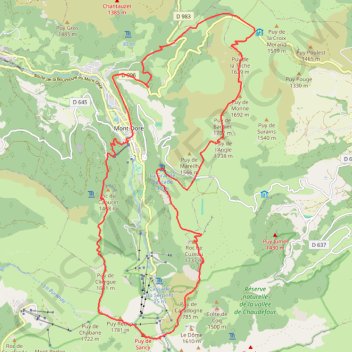 Les crêtes du Sancy et Col de la Croix Morand (parcours 1529030-1553498) GPS track, route, trail