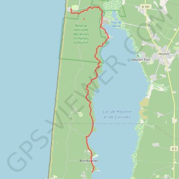 Compostelle - Voie du littoral - Hourtin Plage - Bombannes GPS track, route, trail