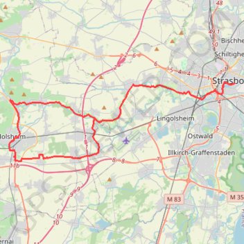 Circuit du canal de la Bruche à Strasbourg - Molsheim GPS track, route, trail