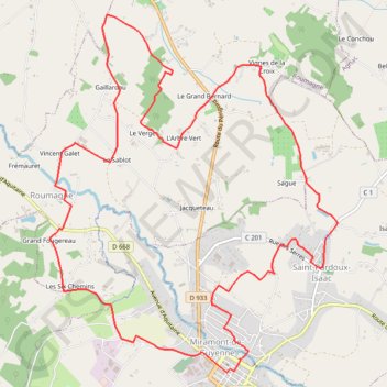 Miramont-de-Guyenne vers Roumagne et Saint-Pardoux-Issac - Pays du Dropt GPS track, route, trail