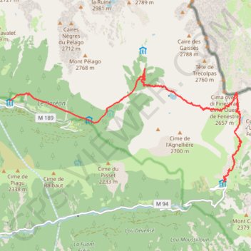 Randonnée Madone Boréon GPS track, route, trail