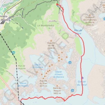 Vallée Blanche - Envers du Plan GPS track, route, trail