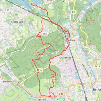 Essert - Salbert - Malsaucy - Cravanche - Esssert GPS track, route, trail