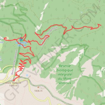 Chemin de la Sainte Baume 11ème tronçon de la cote 800 au sommet du mont Ventoux GPS track, route, trail