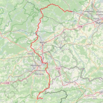 GR5 De Thann (Haut-Rhin) à Soulce-Cernay (Doubs) GPS track, route, trail