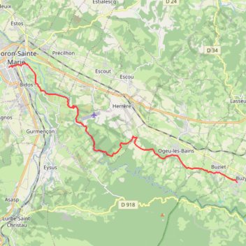 Chemin du Piémont Pyrénéen - De Buzy à Oloron-Sainte-Marie GPS track, route, trail